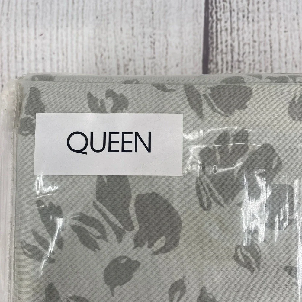 Calvin Klein Sheet Set Queen Shadow Peony Green 300TC Cotton Sateen Floral 4pc